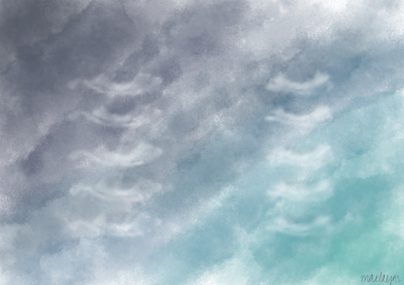 blue cloud art with eyes